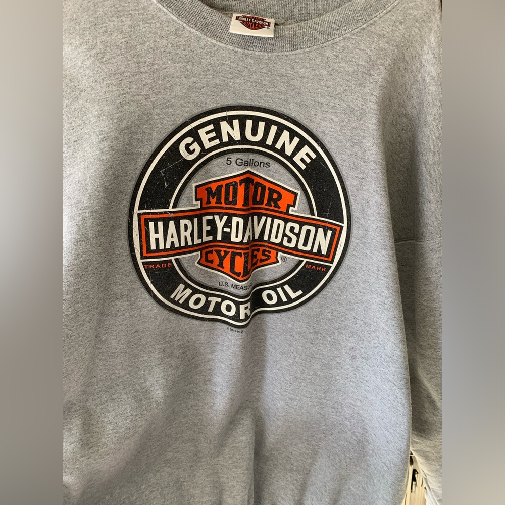 Like New WOT Harley-Davidson Gray and Orange heavyweight sweatshirt.